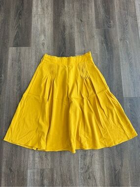 Belle Poque Sunny Yellow A-Line Midi Skirt